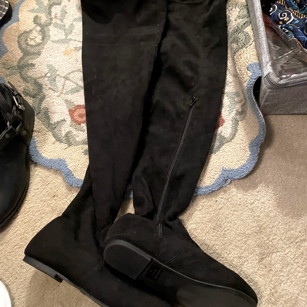 black suede over the knee boot